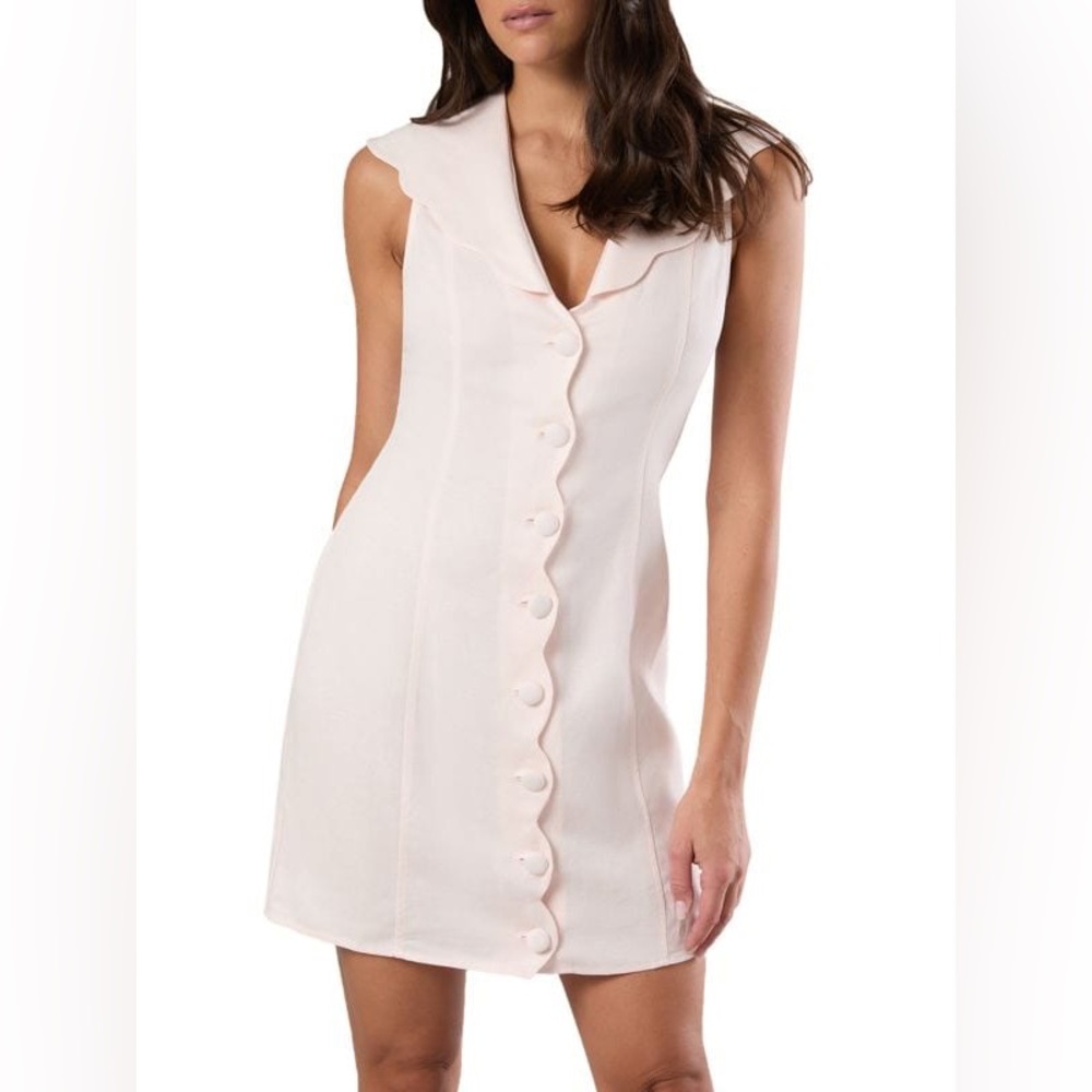 RACHEL PARCELL Scalloped Collar Mini Shirtdress